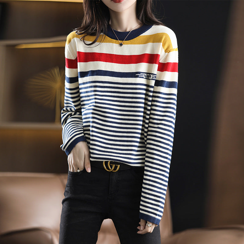 Design striped knitted sweater
