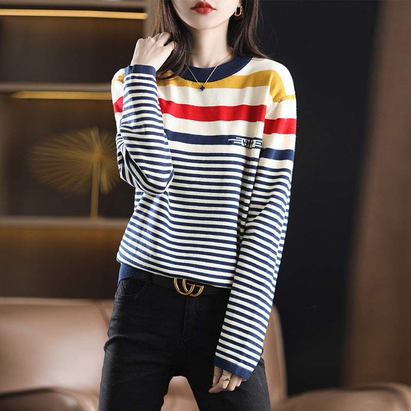Design striped knitted sweater