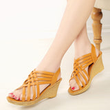 Ladies Sandals Peep Toe Wedge Shoes