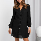 Mid Length Solid Color Loose Shirt