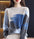 Round Neck Loose Color Matching Pullover Knitted Sweater