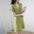 V-neck Green Hollow Knitted Dress