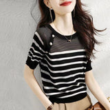 Striped Short-Sleeved Sweater
