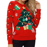Jacquard Christmas Tree Knitted Round Neck Sweater