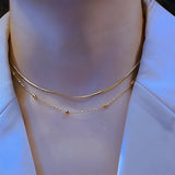 Gold Double Layer Snake Bone Necklace