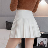 Fashionable Elegant Woolen Pleats High Waist Skirt