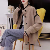 Loose Lazy Style Stand Collar Sweater Coat