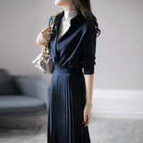Solid Colour Pleated Dress