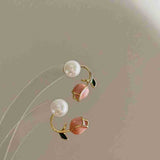 Elegant Tulip Pearl Earrings