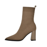 Loose Knitted Socks Thick Heel Pointed Boots