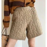 High Waist Twist Wool Knitted Shorts