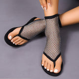 Casual Breathable Mesh Rhinestone Flip-Toe Sandals