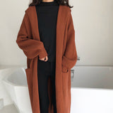 Loose Solid Color Hooded Sweater Cardigan