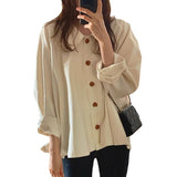 Simple Lapel Loose Solid Color Shirt