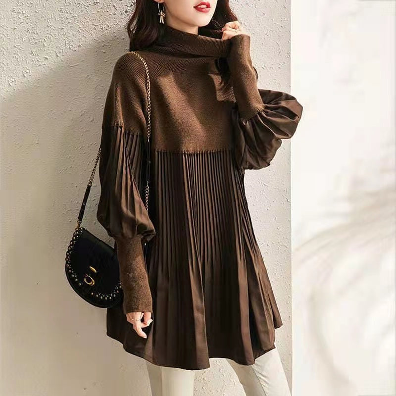 Autumn And Winter Lantern Sleeve Knitted Dress