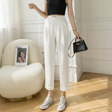 Solid Color High Waist Slimming Casual Pants