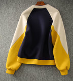 Loose Design Contrasting Color Crew Neck Sweatshirt