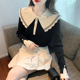 Doll Collar Knitted Cardigan Sweater