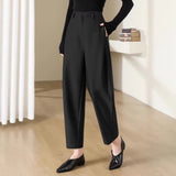 High Waist Slimming Solid Color Straight Suit Pants