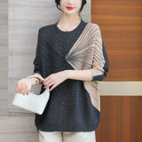 Winter Temperament Crew Neck Color Matching Knitted Sweater