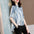 Stand Collar Printed Chiffon Short Sleeve Shirt