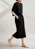 Casual Suit Short Sleeve Top + Split Skirt