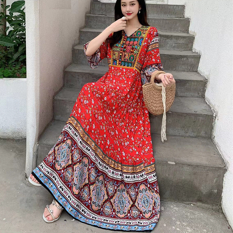 Ethnic Style Embroidered Dress