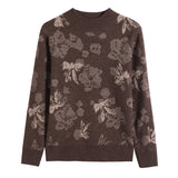 Simple National Style Printed Half Turtleneck Knitted Sweater