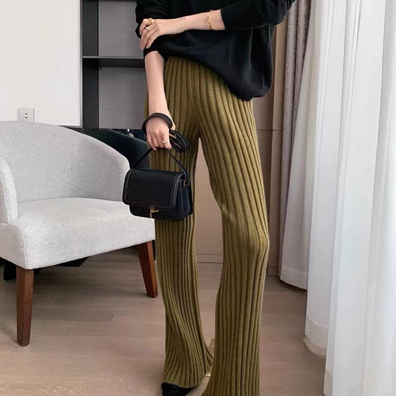 Pit-Stripe Knit Micro Flare Trousers