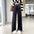 Casual Draping Elastic Waist Pleuche Wide Leg Pants