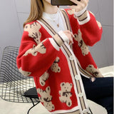 Donald Duck Thickened V-neck Knitted Cardigan