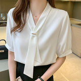Korean Style Design Sense V-Neck Chiffon Shirt