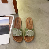 Fashion Casual Square Buckle Slippers(one Size Smaller)