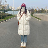 Loose Long Stand-up Collar down Cotton Jacket Coat