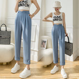 Solid Color High Waist Slimming Casual Pants