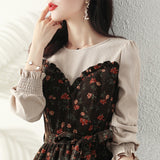 Palace Style Patchwork Floral Dress