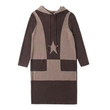 Contrast Color Star Printed Hooded Knitted Dress