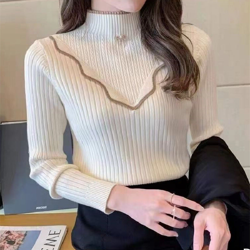 Knit Sweater With Half Turtleneck