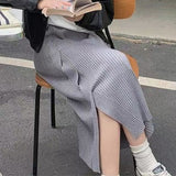 Side Twist Knit Half-body Skirt