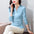 V-neck Irregular Cinched Long Sleeve Chiffon Shirt