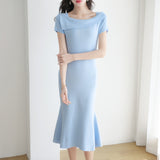 French Style Knitted Elegant Fishtail Dress