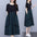 Simple Splicing Loose Dress Hiding Belly Slimming Youthful Midi Skirt