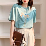 Cotton Short-Sleeved Embroidered Top