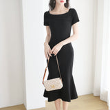 French Style Knitted Elegant Fishtail Dress