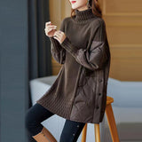 Comfortable Turtleneck Trench Stitching Sweater Coat