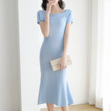 French Style Knitted Elegant Fishtail Dress