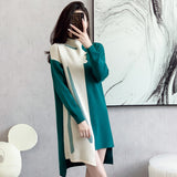Contrast Color Irregular Sweater Dress