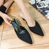 Elegant Knitted Pointed-Toe Low Heel Slippers