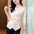 V-neck Irregular Cinched Long Sleeve Chiffon Shirt