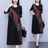 Contrast Colors Slimming Loose Dress